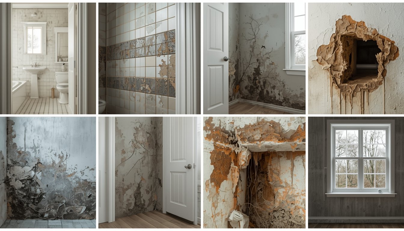 window frame with condensation and mold buildup