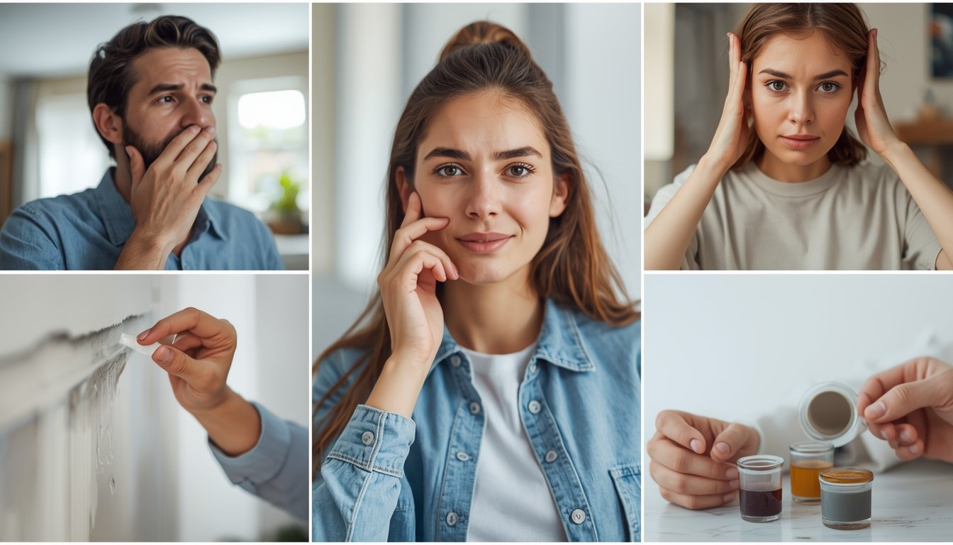 person collecting mold sample using test kit