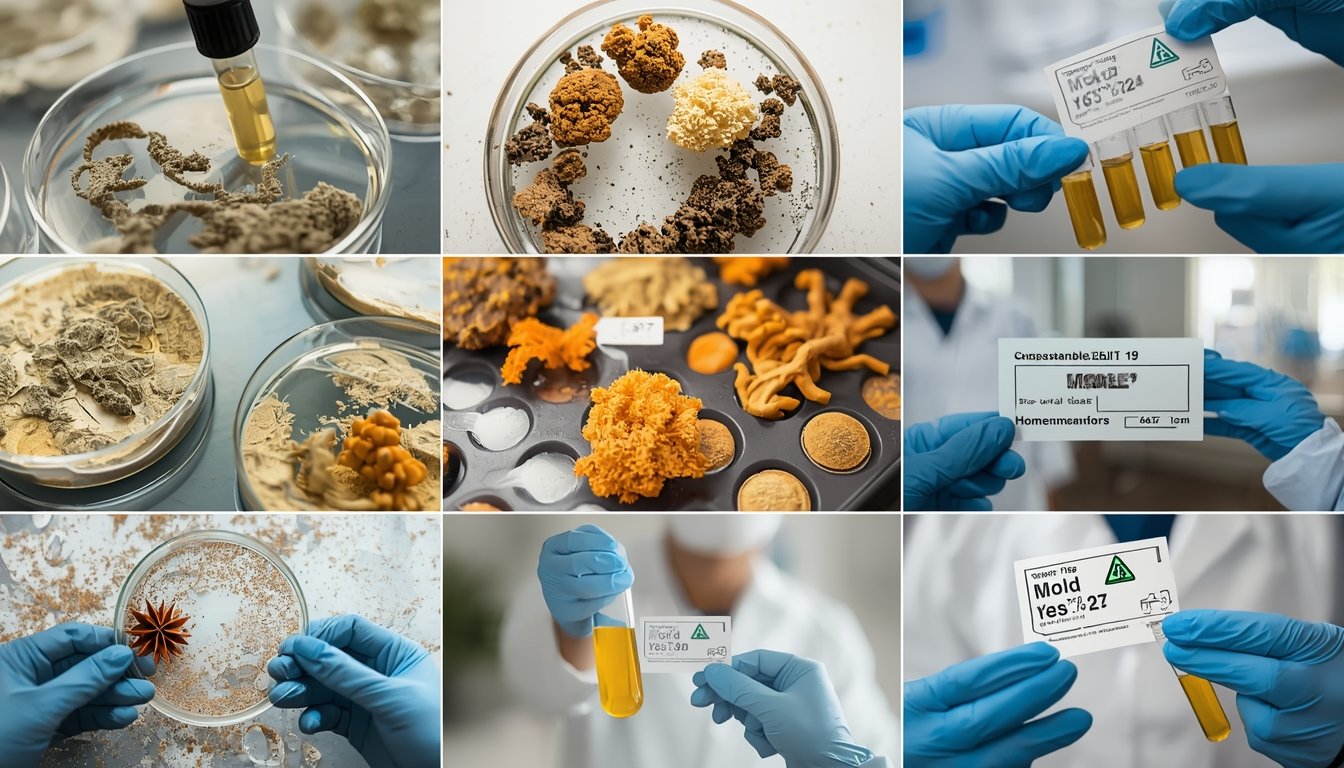 different mold test kits laid out for comparison