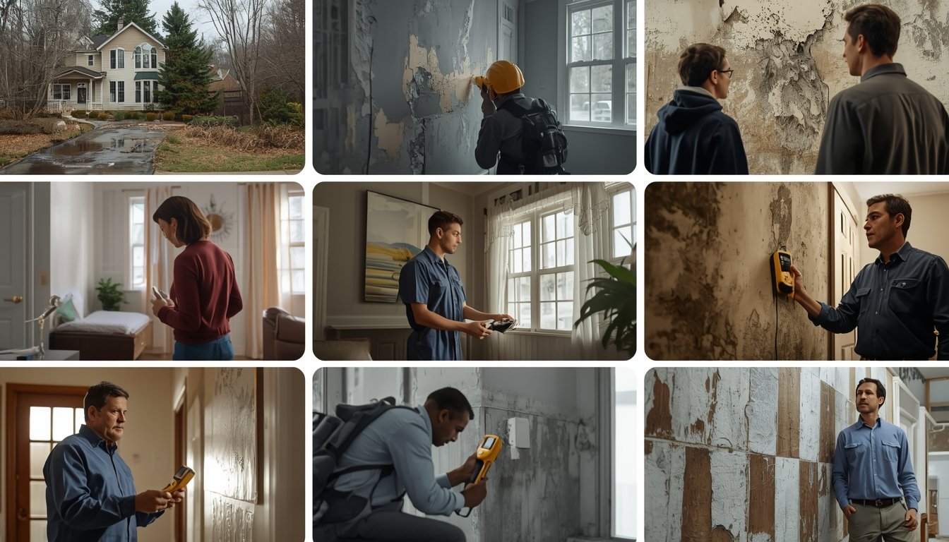 inspector using professional mold testing equipment