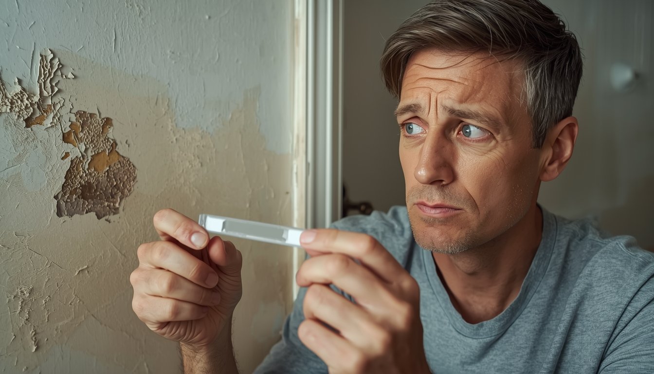 Homeowner reviewing mold test kit results and unsure how to interpret them