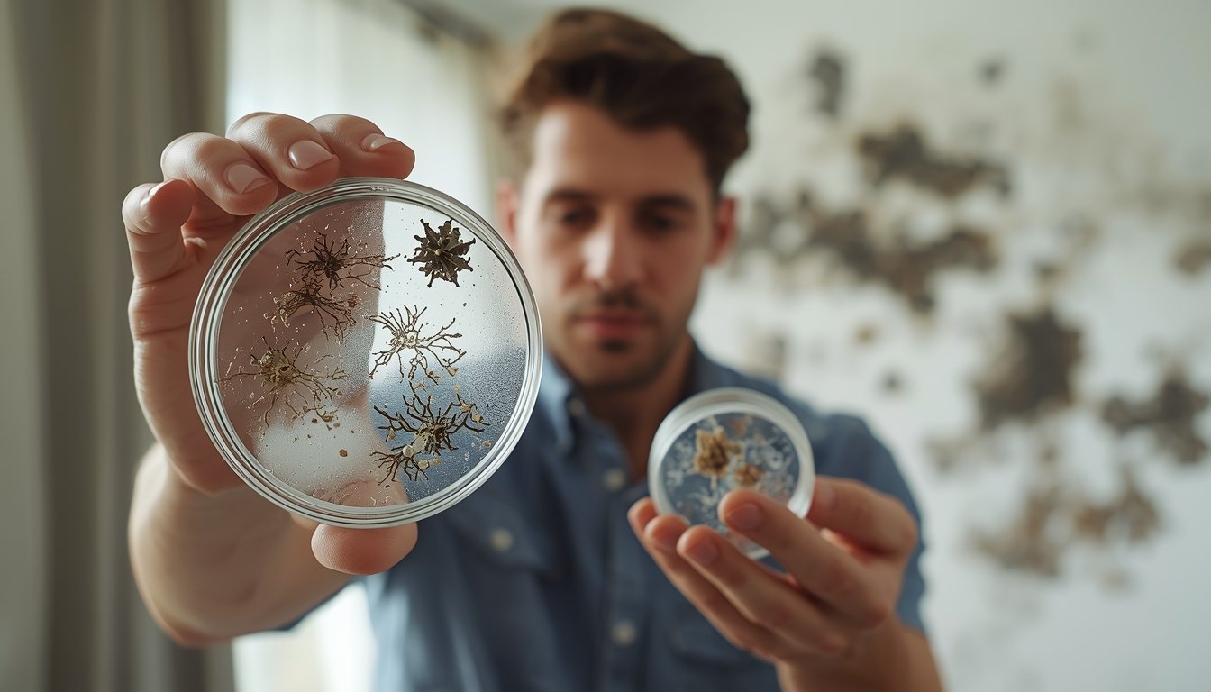 Comparing different mold samples showing that mold test kits may detect some types but not all